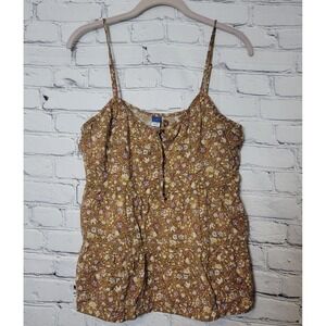 Old Navy‎ Mustard Yellow Floral Tiered Babydoll Cami Top Small Adjustable Y2K